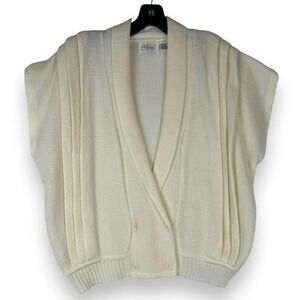 Vintage 90s Alicia Cream Knit Cardigan Sweater Womens Size Large Academia Preppy